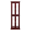 Curio Cabinet Lighted Curio Diapaly Cabinet with Adjustable Shelves and Mirrored Back Panel, Tempered Glass Doors (Cherry, 6 Tier)
