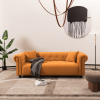 Retro Medieval Orange Sofa with Throw Pillows | Easy Assembly