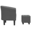 Tub Chair with Footstool Dark Gray Fabric