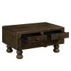 Solid Wood Rectangle Coffee Table for Living Room, 40-Inch Antique Coffee Table with 4 Drawers