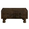 Solid Wood Rectangle Coffee Table for Living Room, 40-Inch Antique Coffee Table with 4 Drawers