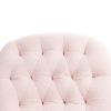 PINK 360° SWIVEL RECLINER | CHENILLE GLIDER CHAIR W/ BLACK METAL BASE