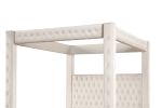 MONICA LUXURY CREAM WOOD QUEEN FOUR-POSTER BED | ELEVATE YOUR SPACE