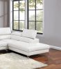 Luxurious White Faux Leather Sectional Sofa Set | 2-Piece Modern Living Room Couch, Right-Facing Chaise, Left-Facing Sofa