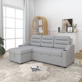 Transform Your Space with the MH83.5" Light Grey Convertible Sleeper Sofa | Chic & Versatile Comfort (Color: as Pic)