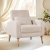 Chic Mid-Century Modern Accent Chair | Plush Upholstered Armchair with Sleek Metal Legs – Perfect Living Room Single Sofa