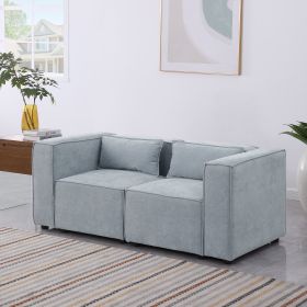 modular sofa Grayish blue chenille fabric, simple and grand, the seat and back is very soft. this is also a KNOCK DOWN sofa (Color: Grayish Blue)