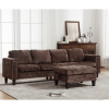 Ultimate 5-Seat Modular Sofa with Storage Ottoman | Convertible L-Shaped Sectional Couch | Reversible Chaise & Riveted Design