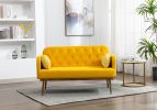 Luxurious Velvet Accent Sofa with Sleek Metal Feet – Stylish Loveseat for Elegant Living Rooms