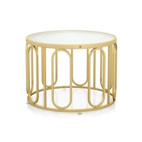 Elegant 24-Inch Round Coffee Table with Stylish Oval Swivel Brackets | Modern Chic Living Room Accent (Color: Gold, Type: Coffee Tables)