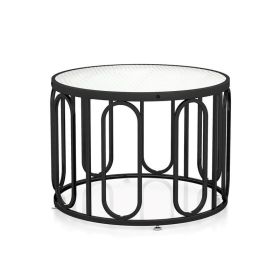 Elegant 24-Inch Round Coffee Table with Stylish Oval Swivel Brackets | Modern Chic Living Room Accent (Color: Black, Type: Coffee Tables)