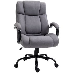 High Back Big and Tall Executive Office Chair 484lbs with Wide Seat, Computer Desk Chair with Linen Fabric, Adjustable Height, Swivel Wheels (Color: as Pic)