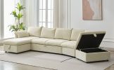 LUXURY 146.9" L-SHAPED SECTIONAL SOFA BED W/ STORAGE OTTOMAN, CHAISE & USB PORTS | PULL-OUT COUCH FOR LIVING ROOM