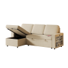 Ultimate 85.8" L-Shaped Pull Out Sleeper Sofa Bed | Convertible Couch with Storage Chaise, USB & T-Pyce Ports, Dual Storage Racks