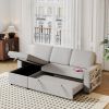 Ultimate 85.8" L-Shaped Pull Out Sleeper Sofa Bed | Convertible Couch with Storage Chaise, USB & T-Pyce Ports, Dual Storage Racks