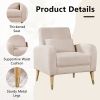 Chic Mid-Century Modern Accent Chair | Plush Upholstered Armchair with Sleek Metal Legs – Perfect Living Room Single Sofa